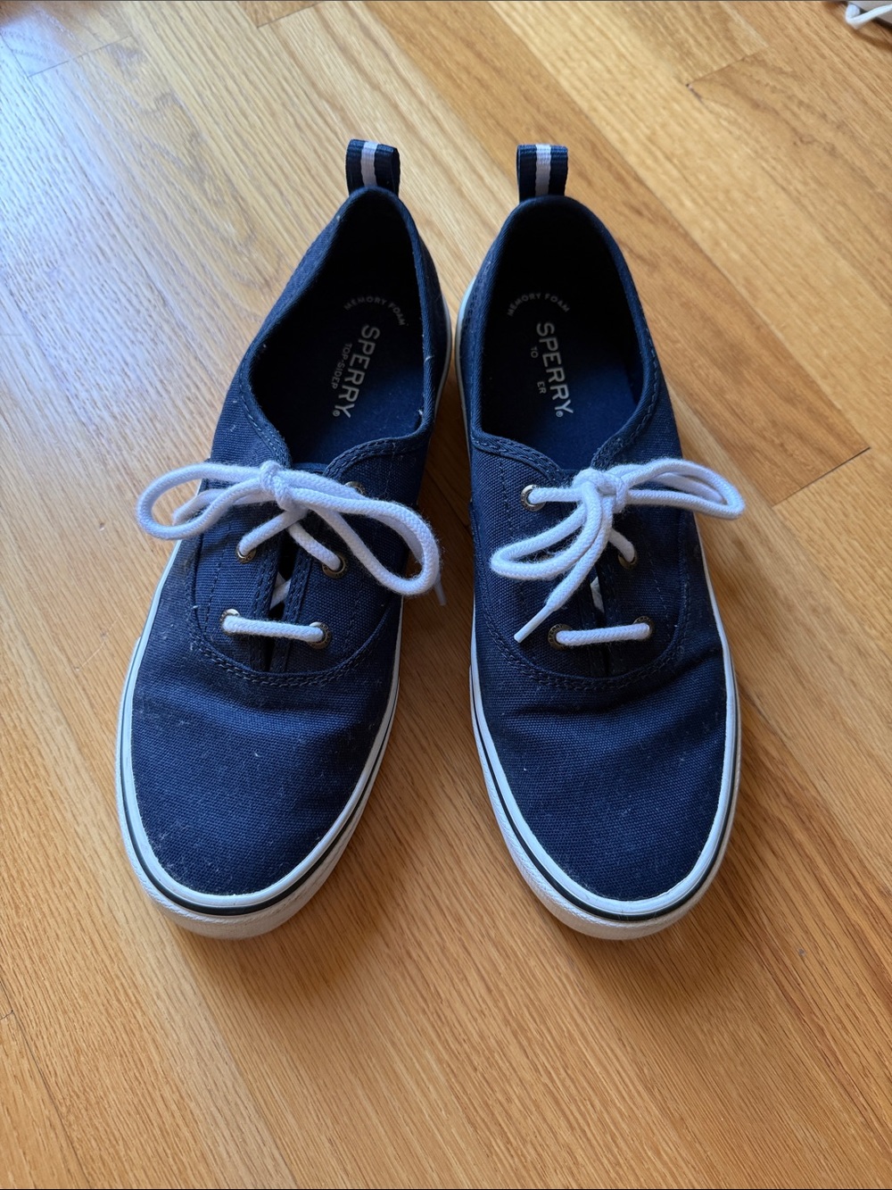 Sperry Navy Canvas Lace-Up Boat Sneakers with White Accents